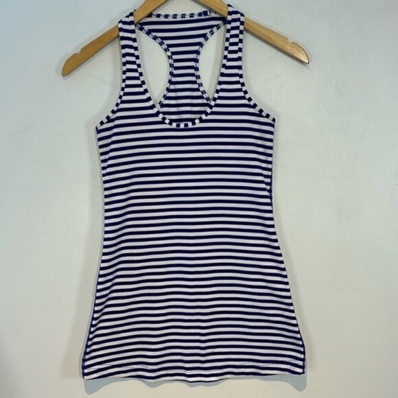 Lululemon STRIPED BLUE PURPLE COOL RACERBACK TANK TOP size 4 - Picture 3 of 7